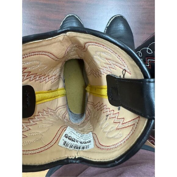 Durango Youth Black Lizard Print Cowboy Boots Size 3.5 - Picture 7 of 11